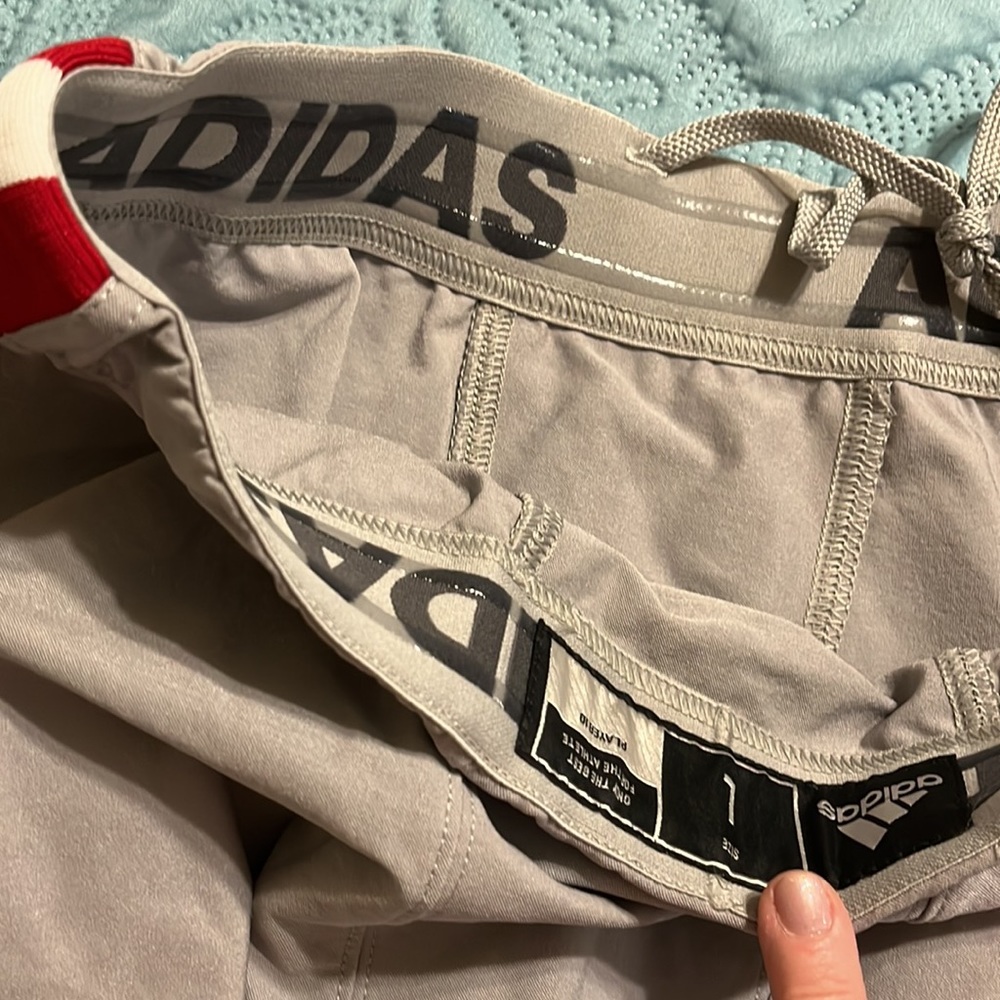 ❤️ (8) NWOT Mens football pants in size large. Made by Adidas. Grey/white/red - Picture 8 of 8